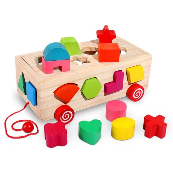 Trieuse de forme et de couleur de cube d’activité en bois