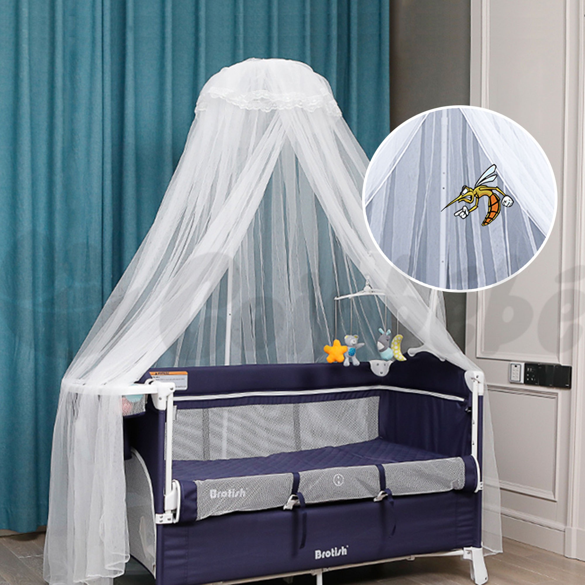 Ciel de lit / moustiquaire bébé avec support - CoinBébé